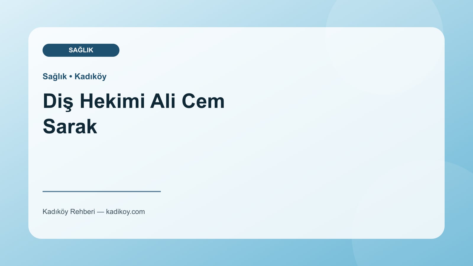 Diş Hekimi Ali Cem Sarak - Kadıköy yakın mekan fotoğrafı
