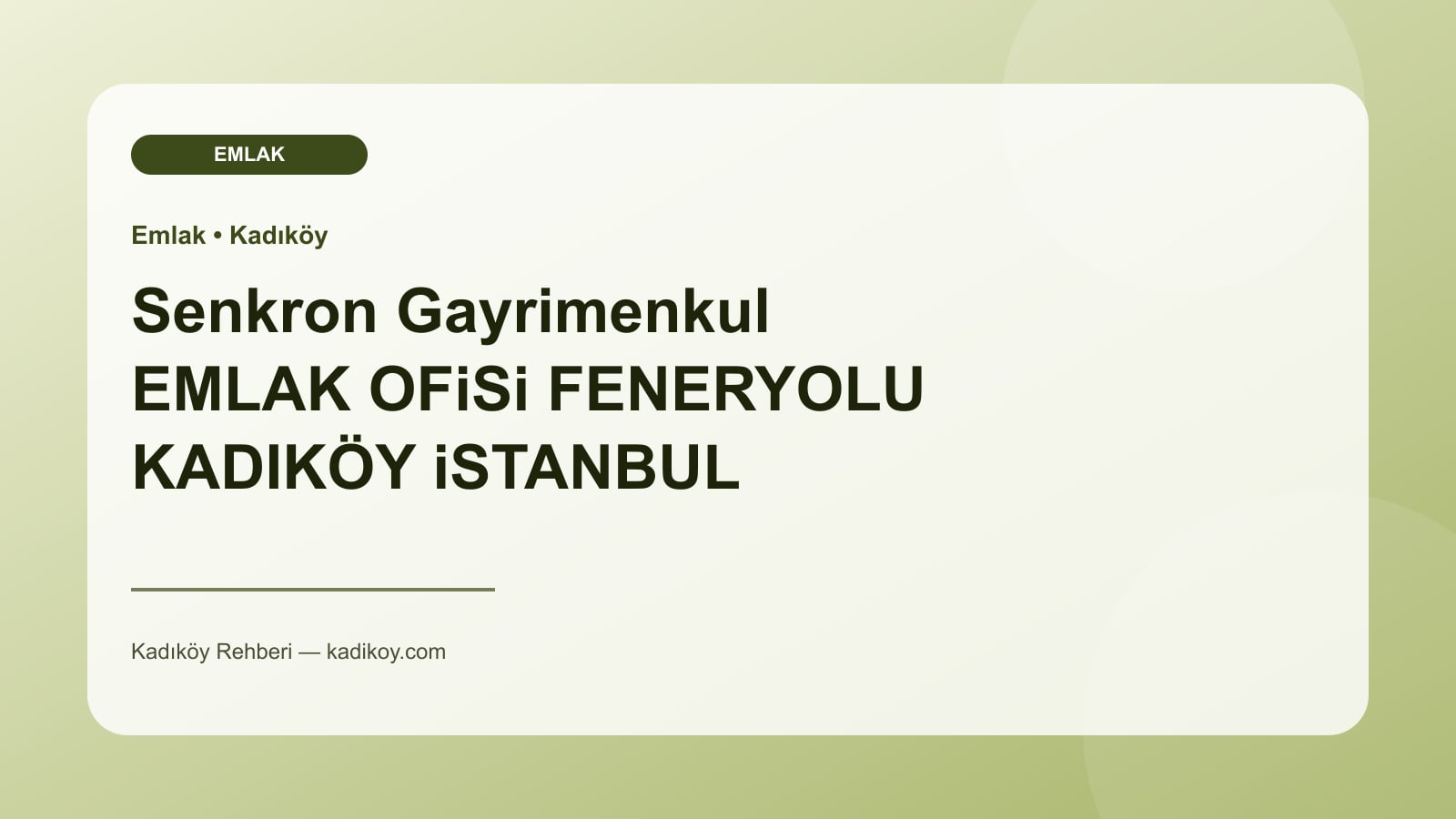 Senkron Gayrimenkul EMLAK OFiSi FENERYOLU KADIKÖY iSTANBUL - Kadıköy yakın mekan fotoğrafı