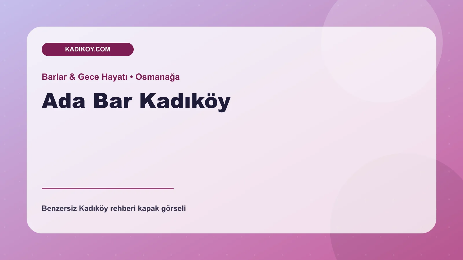 Ada Bar Kadıköy