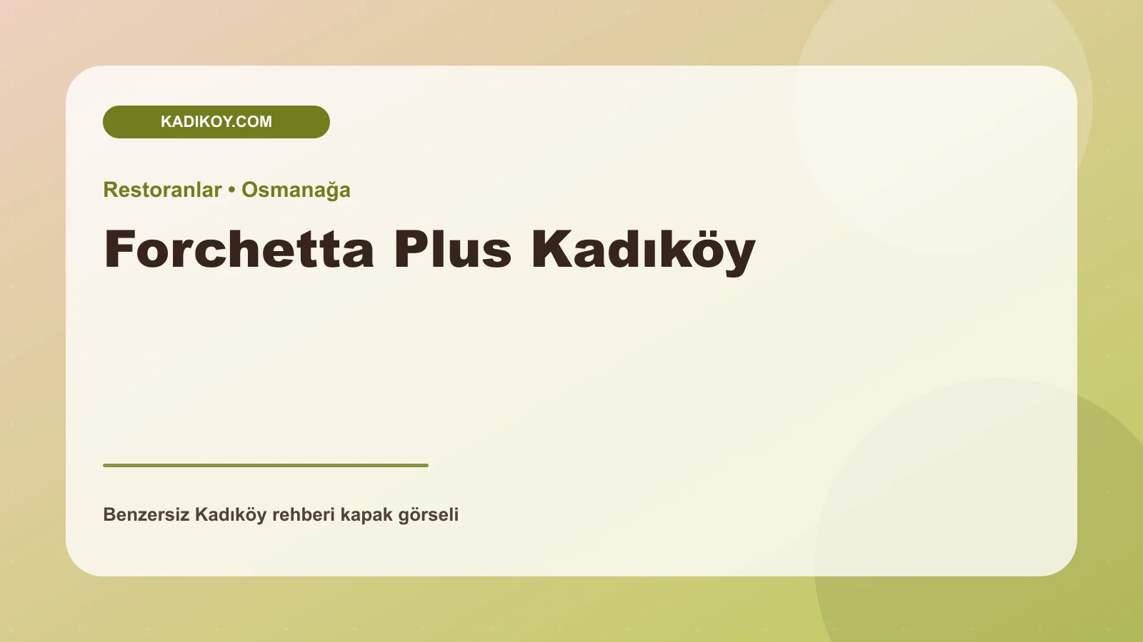 Forchetta Plus Kadıköy