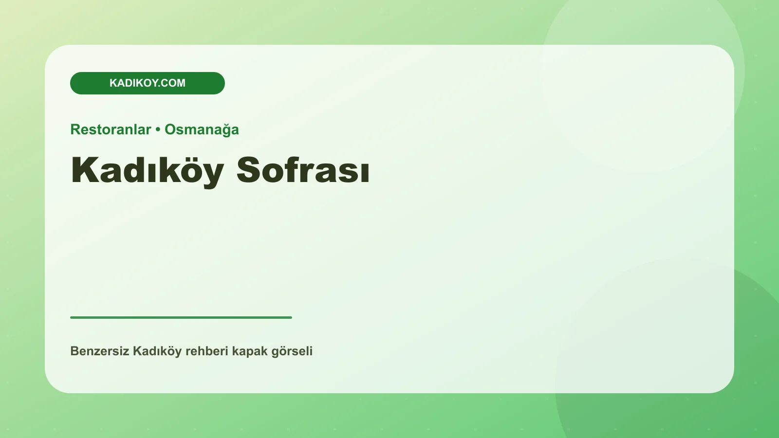 Kadıköy Sofrası