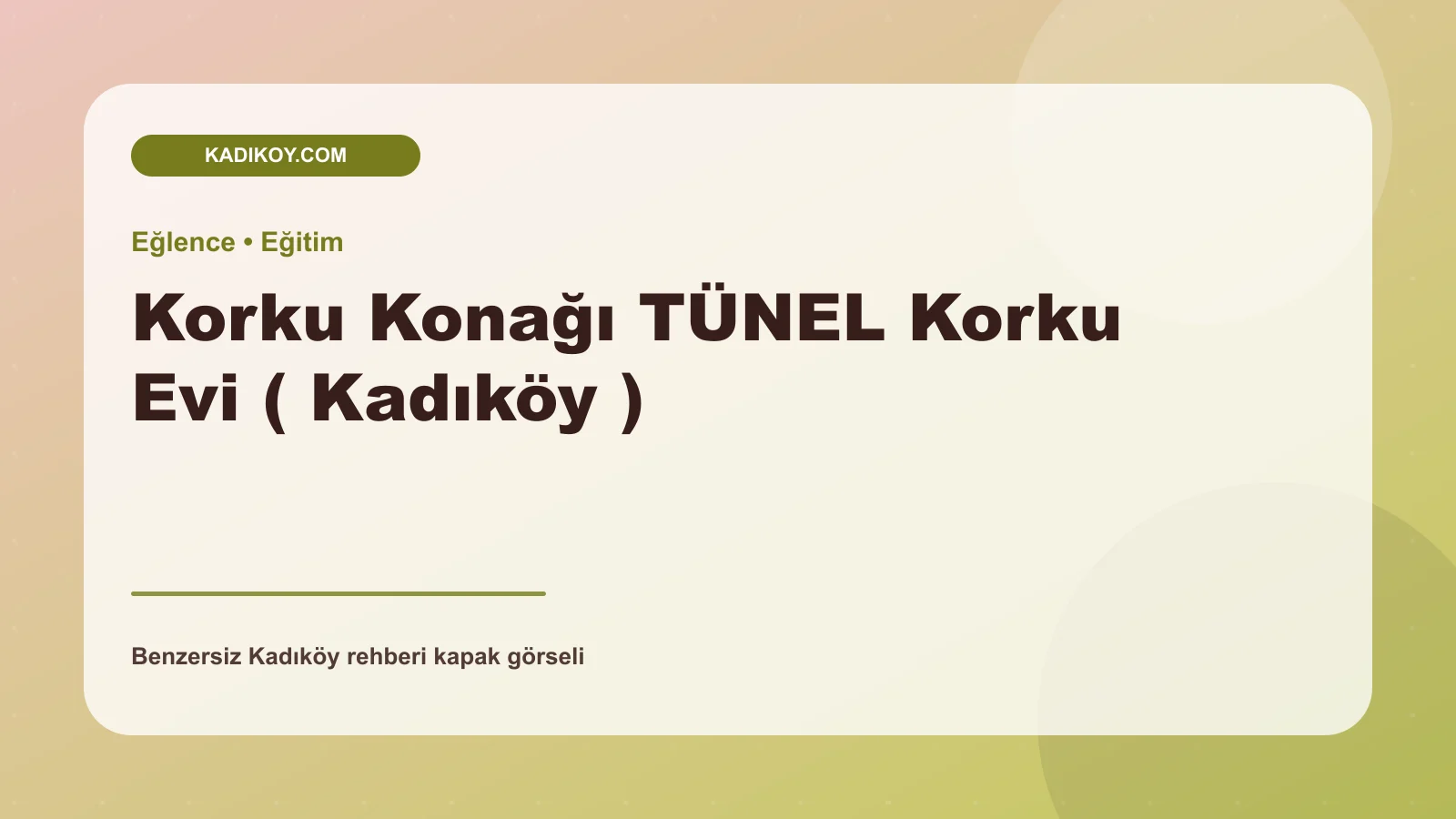 Korku Konağı TÜNEL Korku Evi ( Kadıköy )